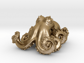 Octopus pendant in Polished Gold Steel: Small