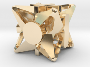 Fudge Pinwheel d6 in 14k Gold Plated Brass