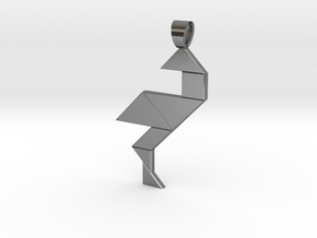 Wading bird tangram [pendant] in Polished Silver