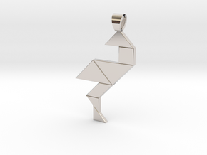 Wading bird tangram [pendant] in Rhodium Plated Brass