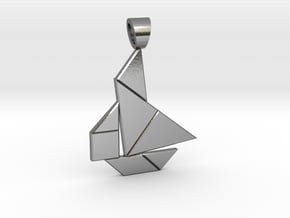 Boat tangram [pendant] in Polished Silver