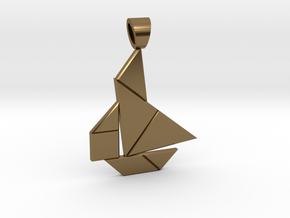 Boat tangram [pendant] in Polished Bronze