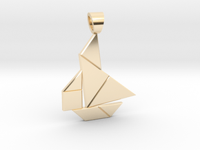 Boat tangram [pendant] in 14k Gold Plated Brass