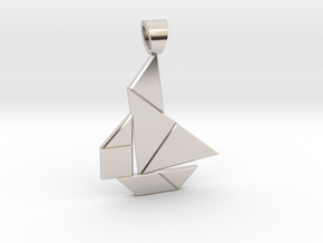 Boat tangram [pendant] in Rhodium Plated Brass