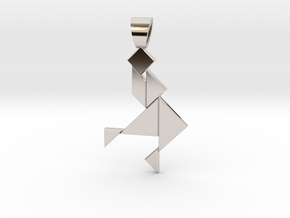 Dancer tangram [pendant] in Rhodium Plated Brass