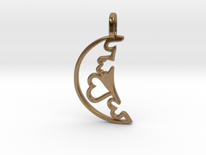 Moon pendant in Natural Brass