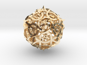 DoubleSize Thorn d20 in 14K Yellow Gold