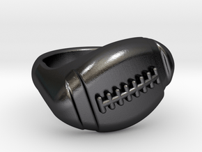 Football Ring in Polished and Bronzed Black Steel: 9.25 / 59.625