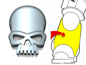 20x Skull - Small Bent Insignias (5mm) in Tan Fine Detail Plastic
