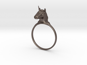 -Intense- Unicorn Ring in Polished Bronzed Silver Steel: 5.5 / 50.25