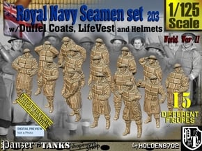 1/125 Royal Navy D-Coat+Lifevst Set203 in Smooth Fine Detail Plastic