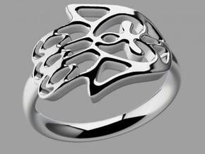 Hamsa Hand Ring in Polished Silver