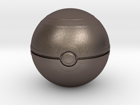 Pokemon Luxury Ball 2" desk decoration in Polished Bronzed Silver Steel