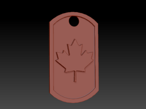 Canadian Maple Leaf Dog Tag in Polished Bronzed Silver Steel