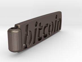 Bitcoin Keychain  in Polished Bronzed Silver Steel