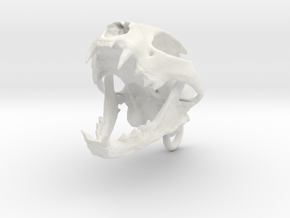 Bobcat Skull - Open Jaw Ornament in White Natural Versatile Plastic
