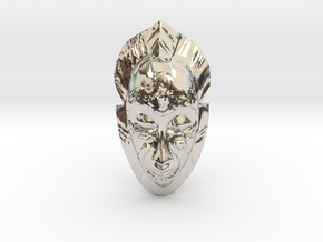 African Mask Necklace in Platinum: Medium