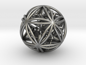 Icosasphere w/ Nested SuperStar 1.8" in Natural Silver
