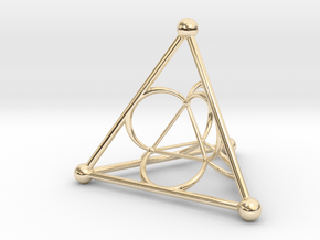Nested Tetrahedron in 14k Gold Plated Brass