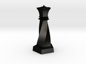 Geometric Chess Set Queen in Matte Black Steel