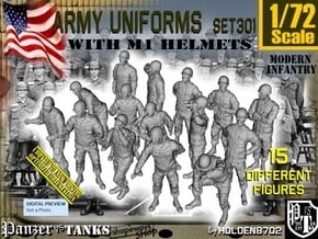 1/72 Modern Uniforms M1 Helmets Set301 in Smooth Fine Detail Plastic