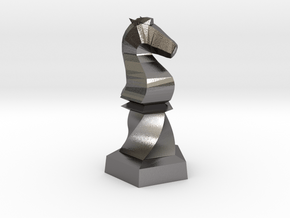 Geometric Chess Set Knight in Polished Nickel Steel