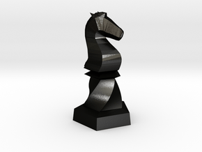 Geometric Chess Set Knight in Matte Black Steel