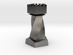 Geometric Chess Set Rook in Polished Nickel Steel