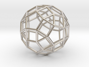 Rhombicosidodecahedron Precious Metals 1" in Rhodium Plated Brass