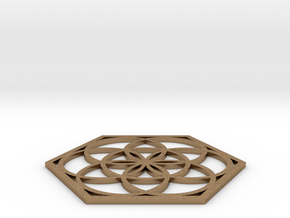 Flower of Life in a Hexagon in Natural Brass