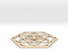 Flower of Life in a Hexagon in 14K Yellow Gold