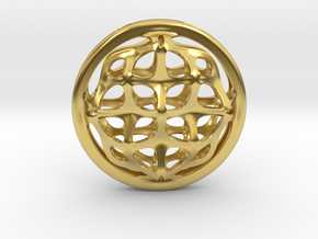 Ornamental porthole. Pendant in Polished Brass