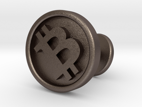 Bitcoin cufflink in Polished Bronzed Silver Steel
