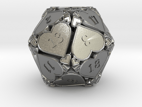 D20 Balanced - Hearts in Natural Silver