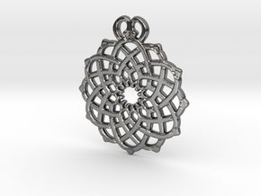Crown Flower Pendant in Polished Silver