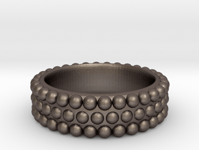 Hobnail Ring in Polished Bronzed Silver Steel: 6 / 51.5