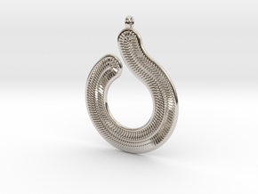 Circles & Scales Pendant #1 in Rhodium Plated Brass