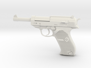 1/4 Scale Walthers P38 Pistol  in White Natural Versatile Plastic