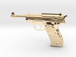 1/4 Scale Walthers P38 Pistol  in 14K Yellow Gold