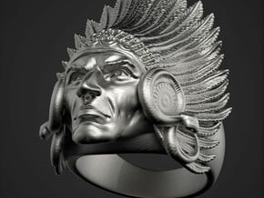 Indian_Face_Ring in Polished Nickel Steel