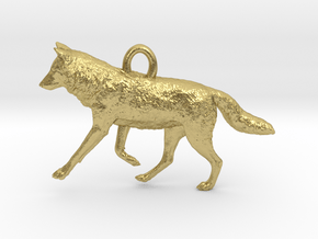 Running Wolf Pendant in Natural Brass