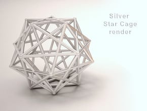 Star Cage 35mm Dodecahedral Sacred Geometry in Polished Silver