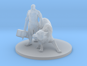 Mountain Hammer Fist Barbarian and Wolf Companion. in Tan Fine Detail Plastic