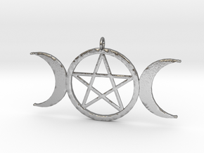 pentacle moon pendant in Natural Silver