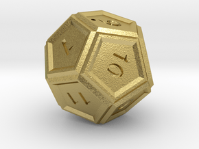 12 Sided Dice in Natural Brass