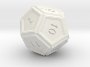 12 Sided Dice in White Natural Versatile Plastic