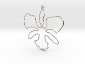 Wild Orchid Pendant in Rhodium Plated Brass