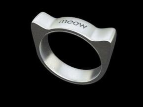 Meow ring 17mm in Natural Silver