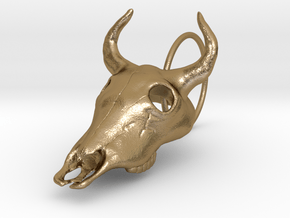Bullskull Earrings in Polished Gold Steel