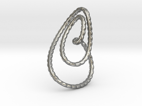 Textured loop pendant necklace in Natural Silver